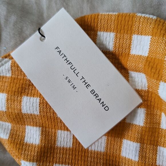 Sundar Bikini Top in Orange Gingham Sz XL Faithfull the Brand Swimsuit NWT - Picture 12 of 15